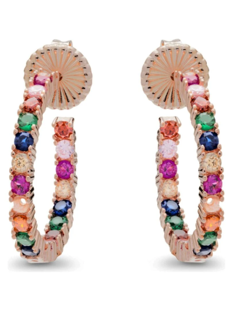 Boucles d'oreilles vyamba en argent 925 et zircon multicolore plaqué or rose 18 K   Multicolore