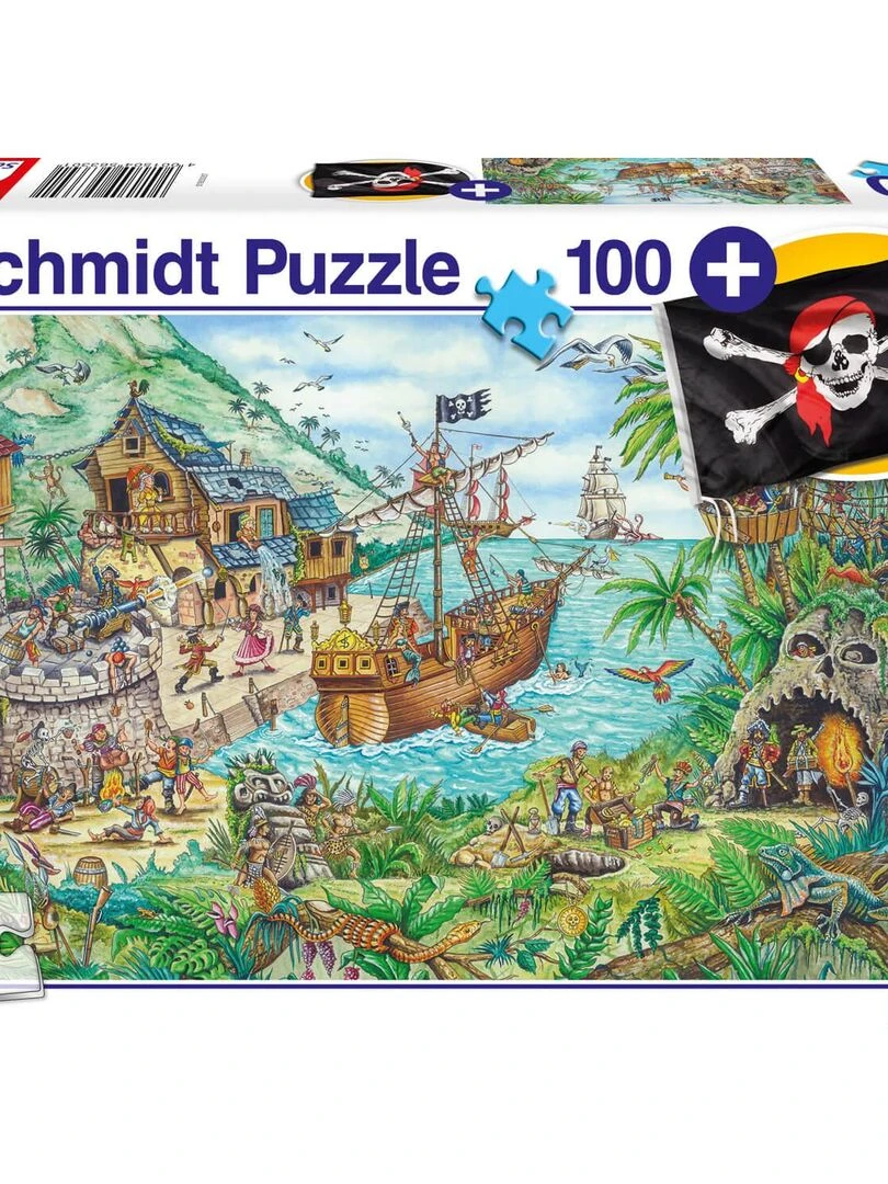 Puzzle 100 pièces : Dans la baie aux pirates avec drapeau N/A
