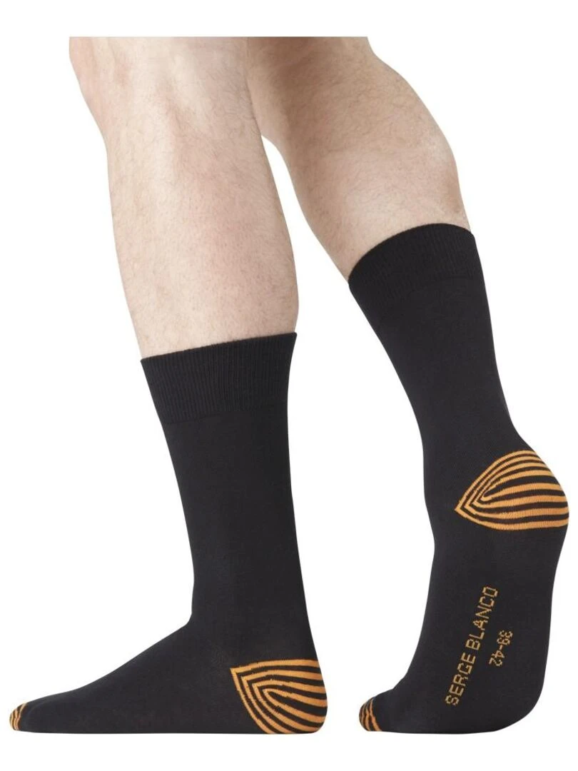 Lot de 6 Paires de Chaussettes de ville coton homme Serge Blanco   Noir