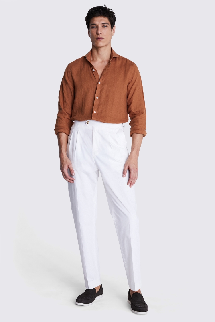 Tailored Fit Khaki Linen Shirt   Buy Online at Moss
