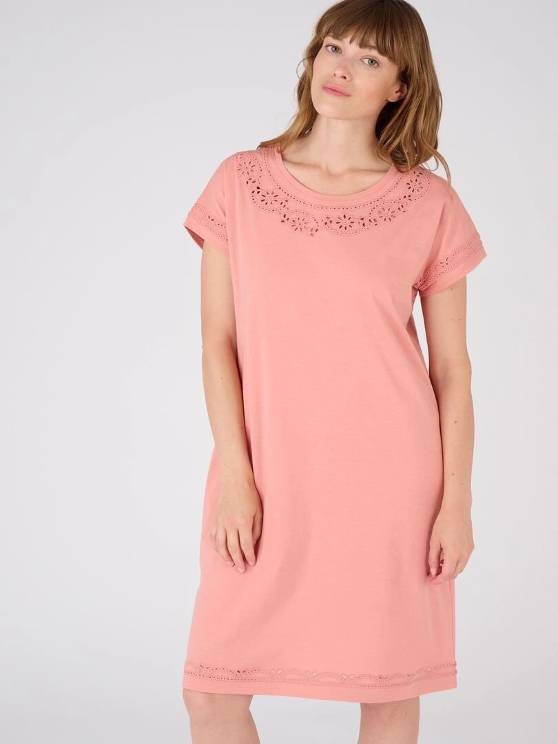 Chemise de nuit pur coton biologique* Damart Rose