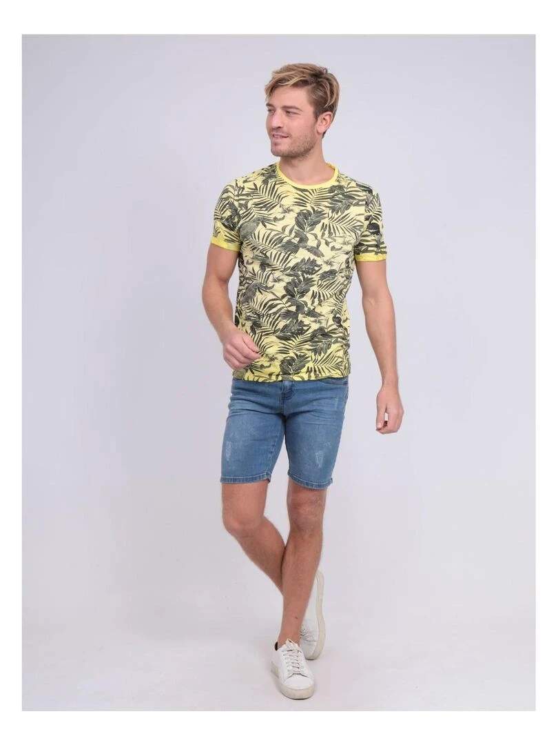 T shirt col rond pur coton NADISON   Jaune