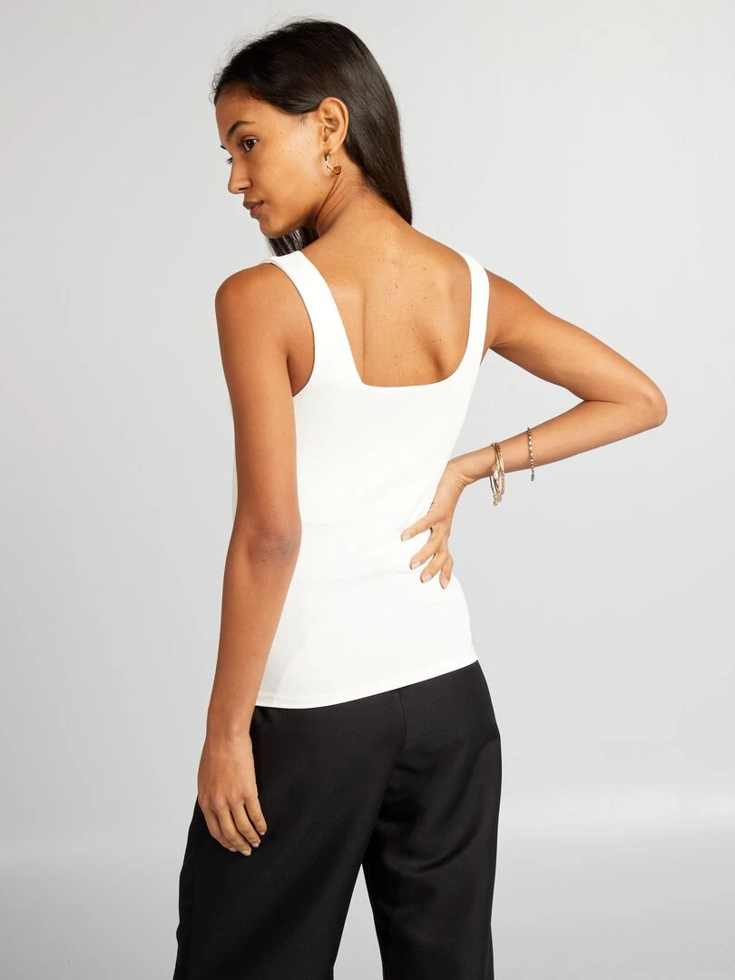 T shirt stretch à col carré   blanc