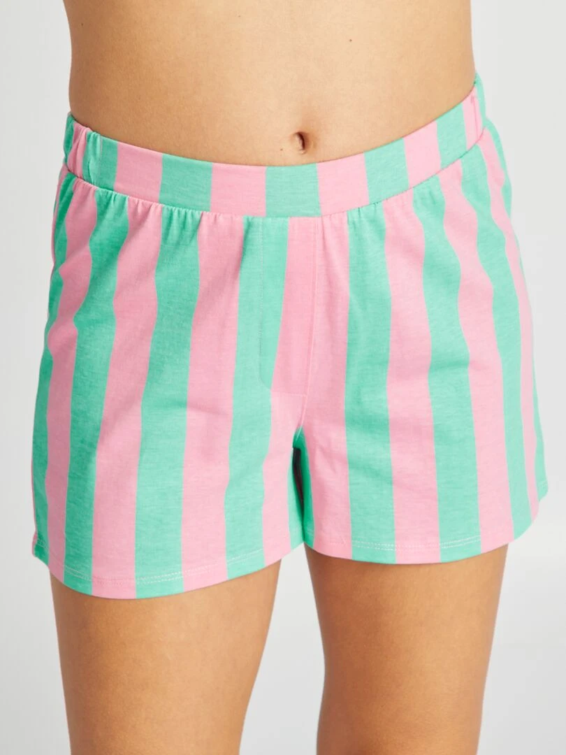 Ensemble de pyjama imprimé chemise + short   2 pièces   Rose/bleu