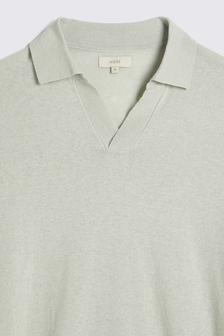Linen Blend Light Sage Skipper Polo   Buy Online at Moss