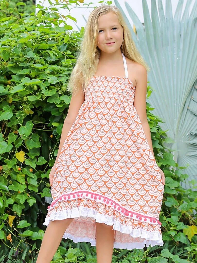 Robe Jupe Longue de Plage 3 en 1 Jersey Orange Blanc IBIZA 'LA FAUTE A VOLTAIRE' Orange