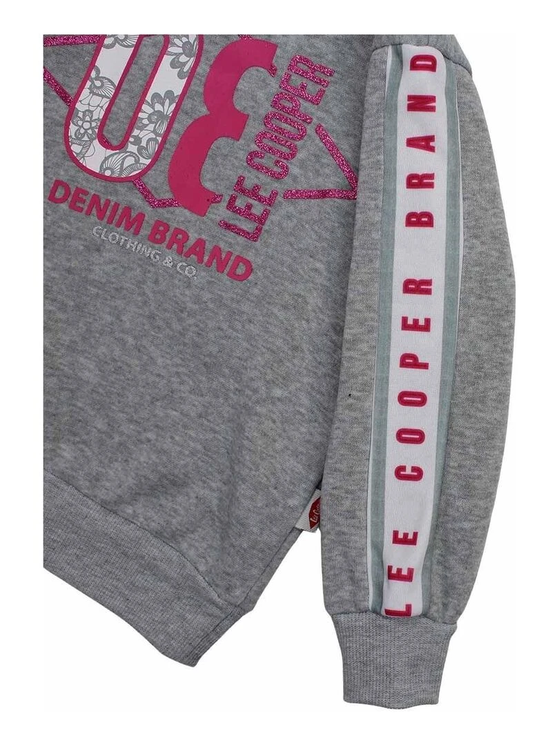 Lee Cooper   Sweat fille imprimé logo   Gris
