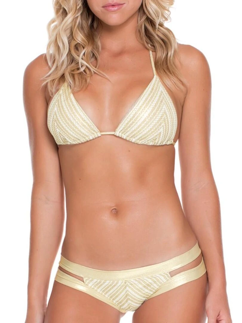 Bas de maillot de bain pailleté taille basse Desert babe   Blanc