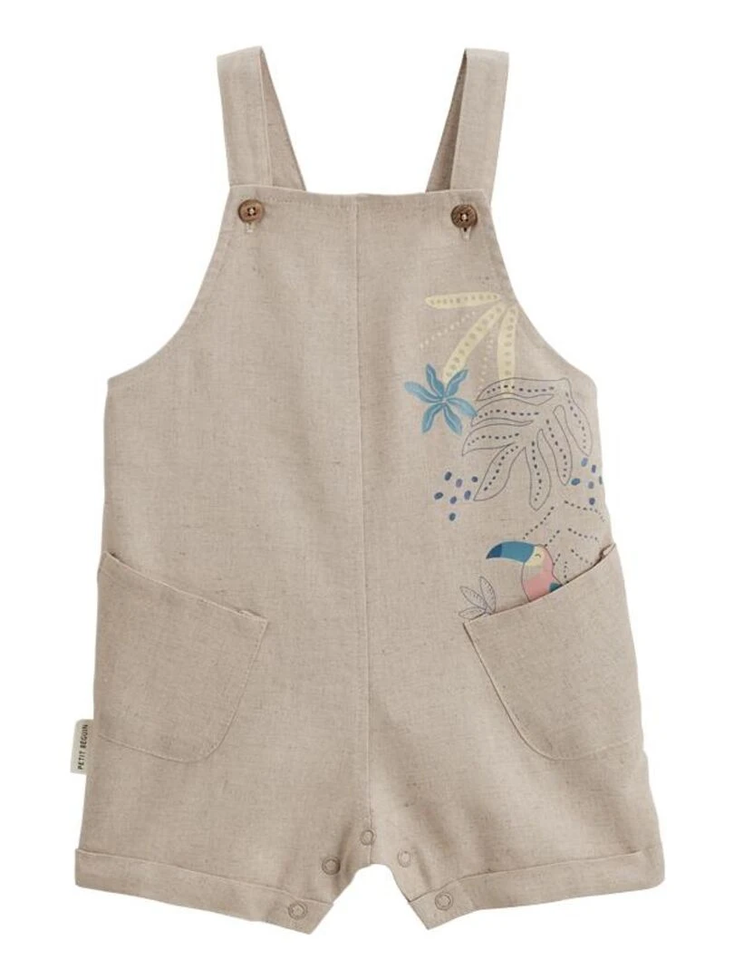 Salopette bébé en lin mélangé Moka Beige
