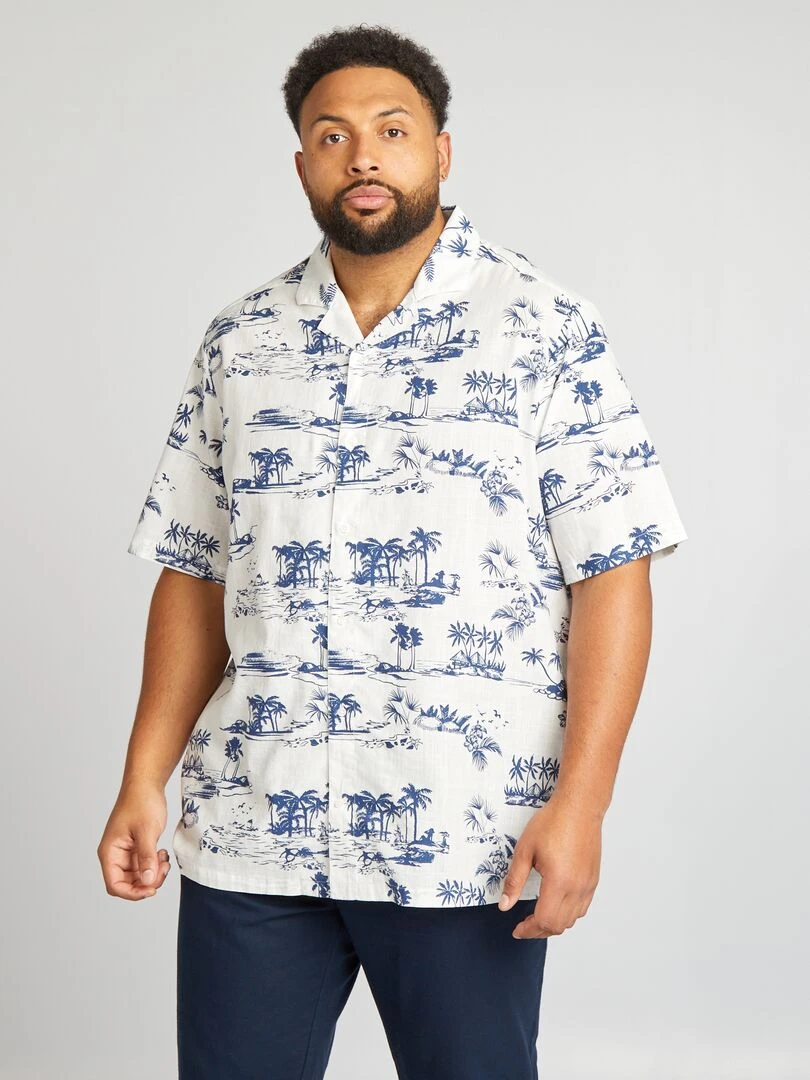 Chemise à manches courtes avec imprimé Blanc