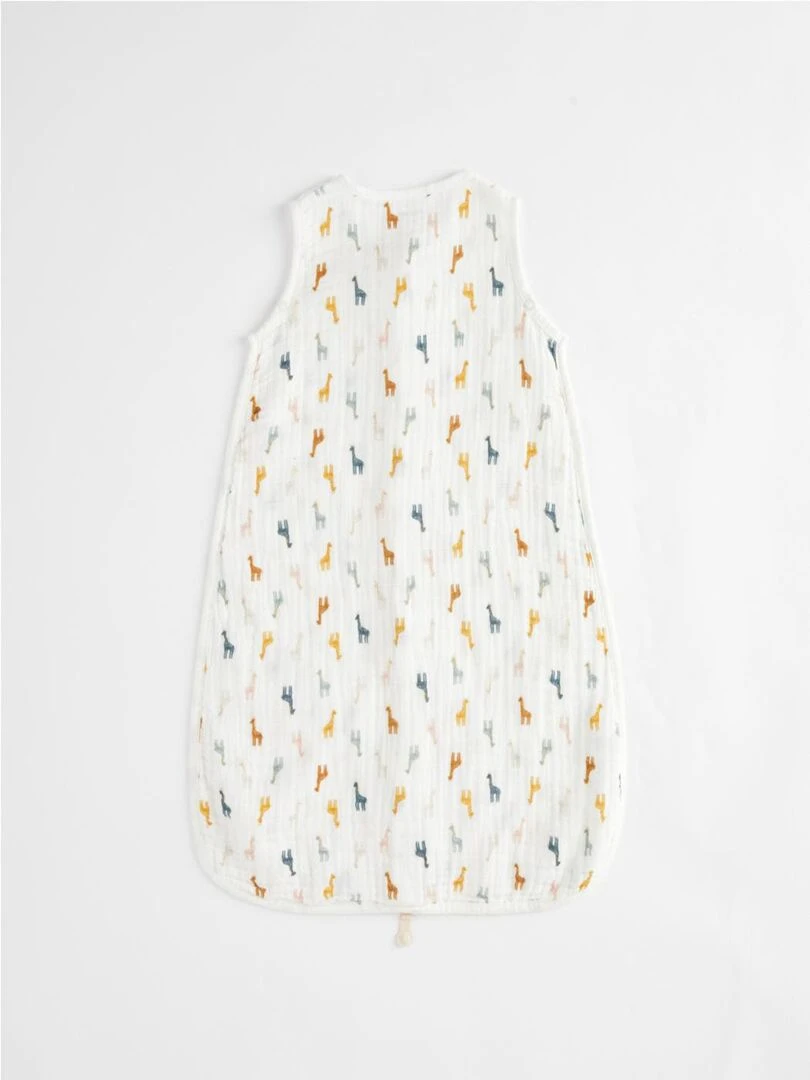 Gigoteuse 70 cm imprimés girafes en mousseline BIO    Blanc