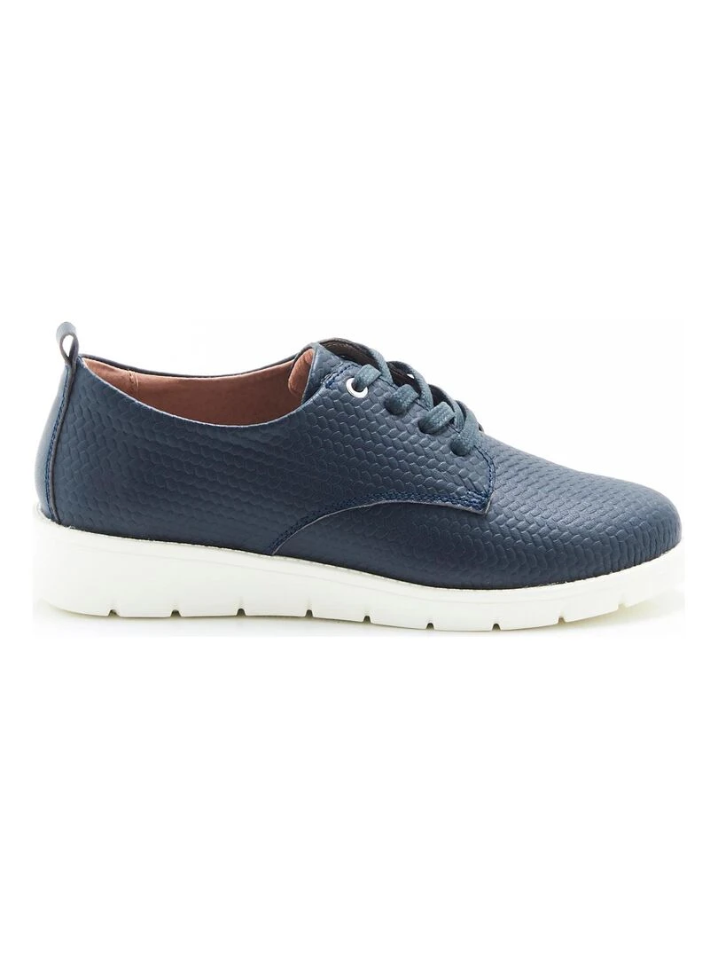 Derbies légères dessus cuir reliéfé Amortyl   Damart   Bleu marine