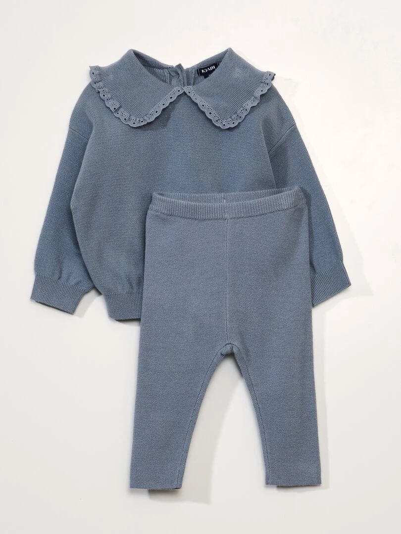 Ensemble pull + legging côtelé Bleu