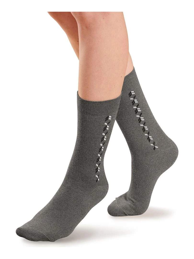 Lot de 2 paires de chaussettes maille jersey mélange laine Thermolactyl   Damart   Gris
