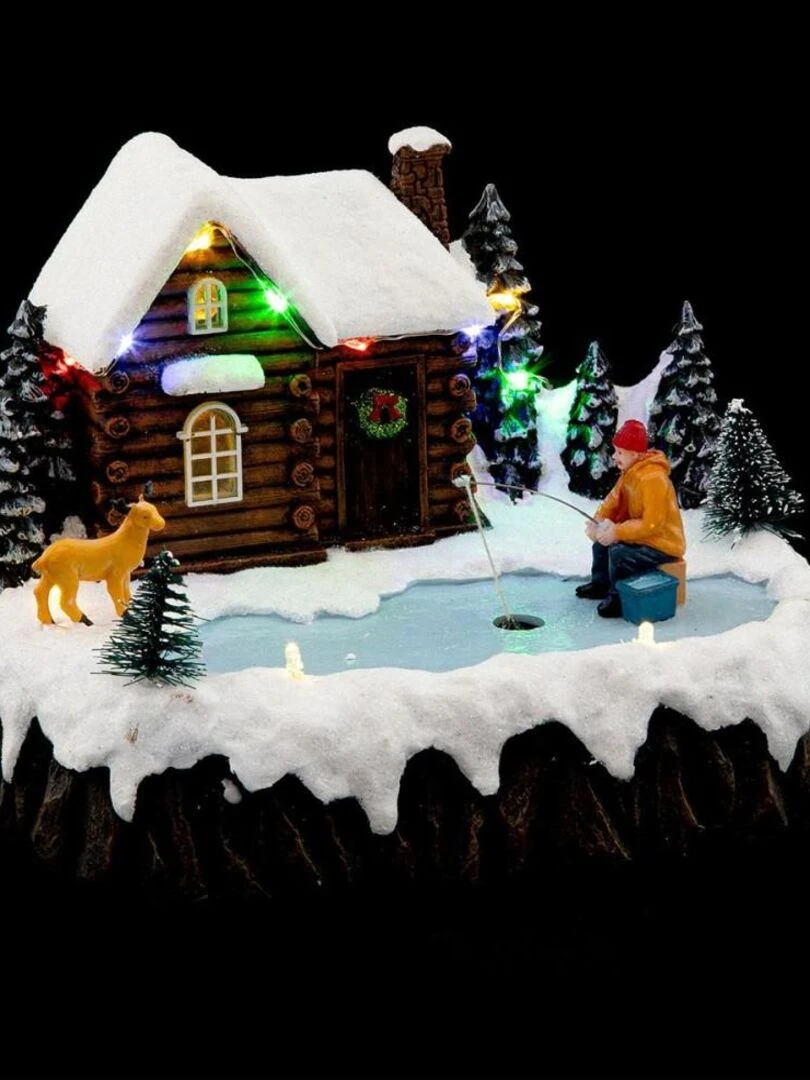 Village de Pêche 13 LED Marron