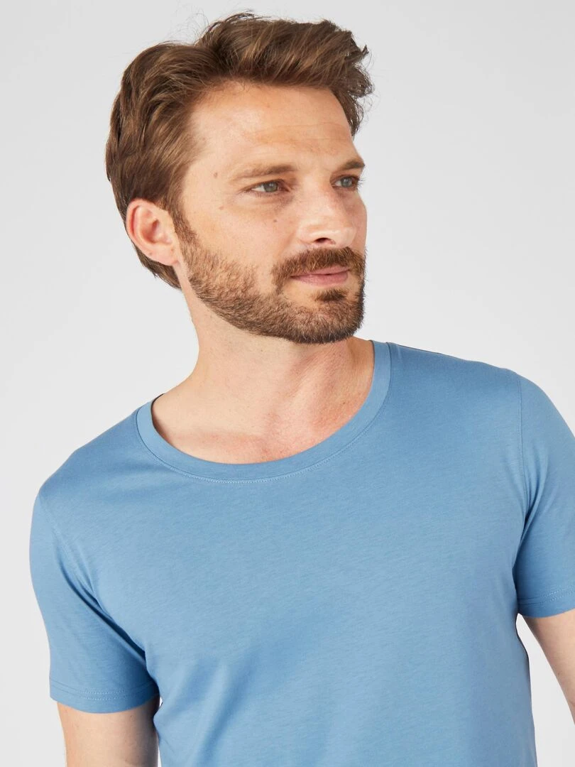 Tee shirt manches courtes en pur coton pima Damart Bleu