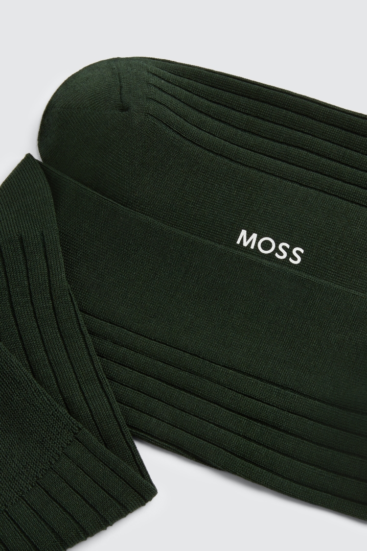 Forest Green Fine Ribbed Socks Buy Online at Moss