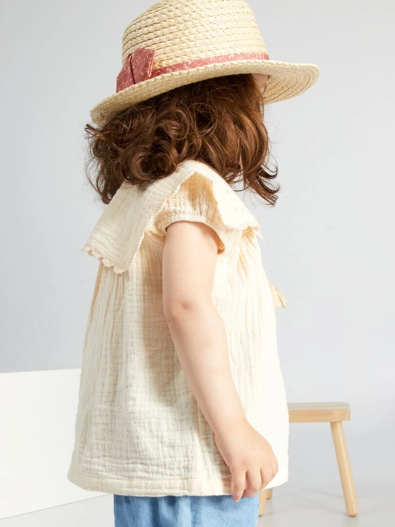 Blouse en gaze de coton   Ecru