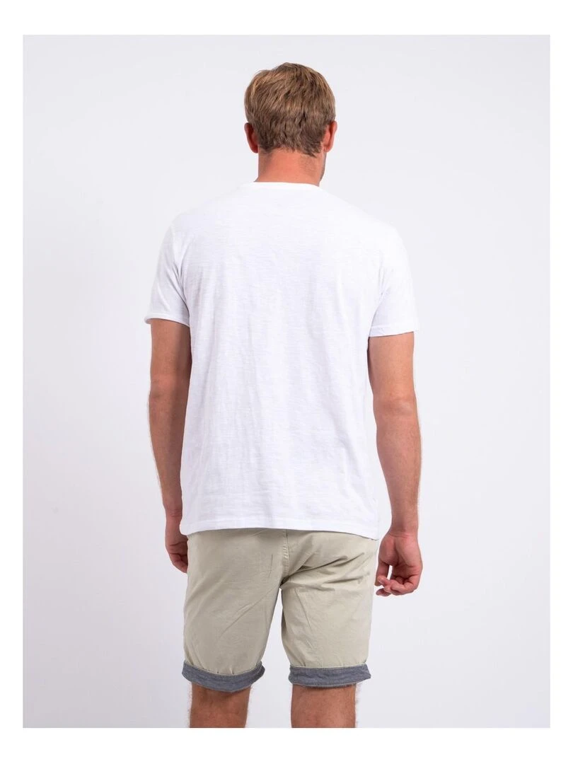 T shirt manches courtes col rond pur coton NOTELOX Blanc