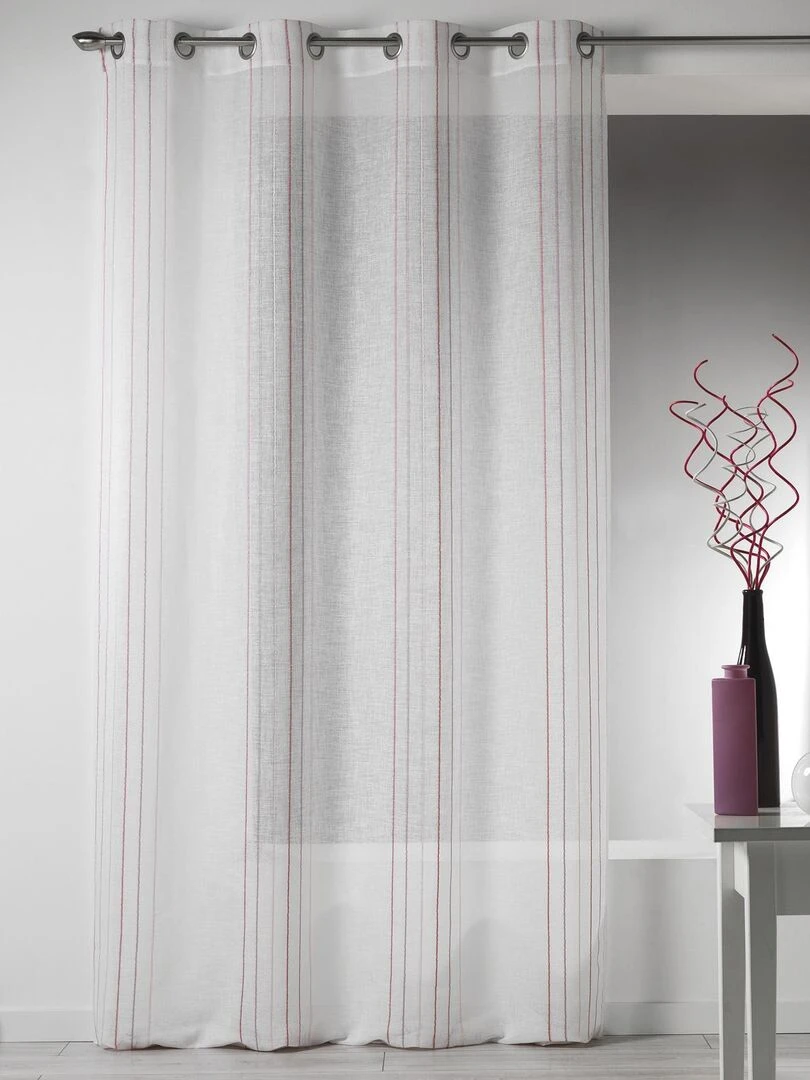 Voilage Design en Etamine à Rayures Verticales Rose clair