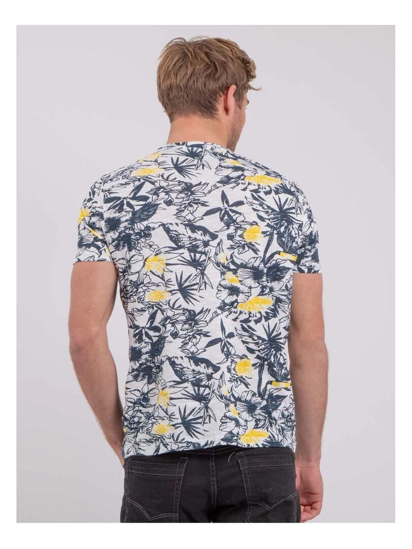 T shirt col rond pur coton NAKIWI Jaune