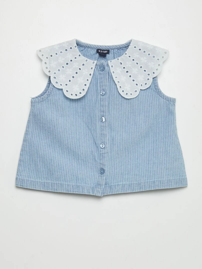 Ensemble chemise + bloomer + bandeau Bleu chambray