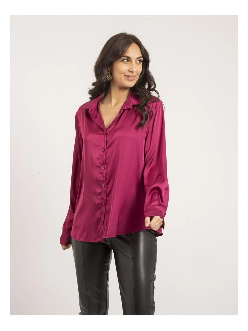 Chemise satin ONOLIA Rose framboise