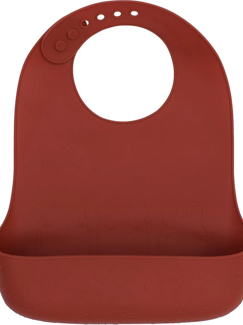 Lot de 2 bavoirs en silicone terracotta et beige Marron