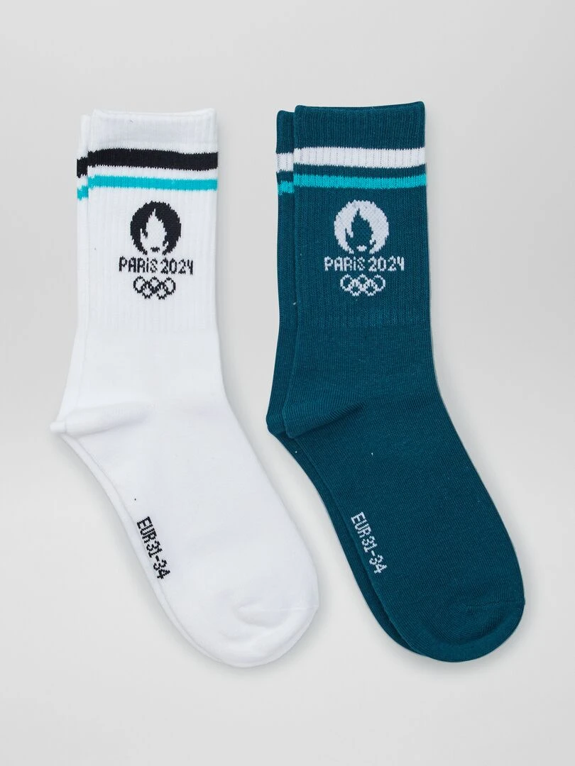 Lot de 2 chaussettes côtelées   Paris 2024   Vert