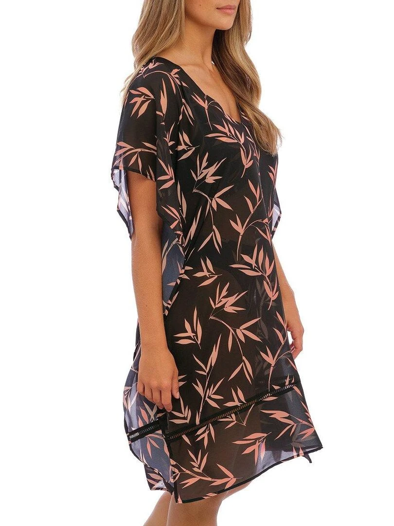 Tunique de plage chic imprimé bambou Luna bay   Noir