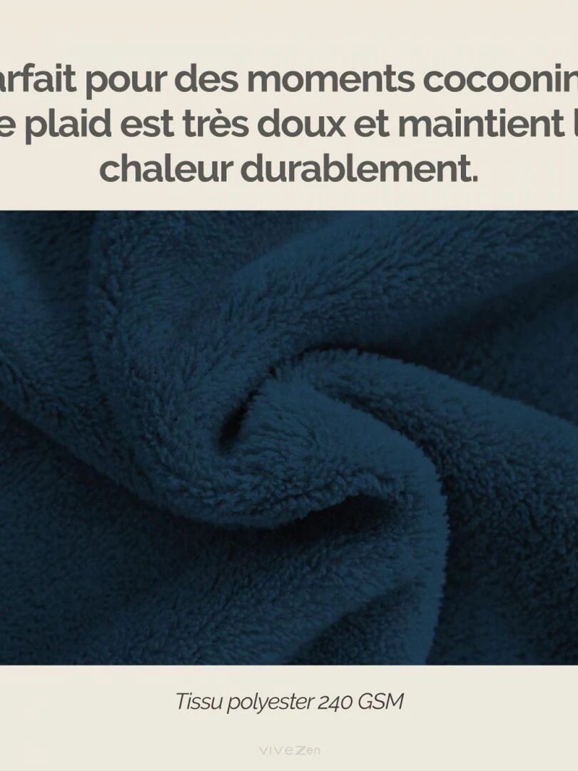 Couverture  plaid polaire en flanelle ultra doux   150 x 200 cm   Vivezen   Bleu