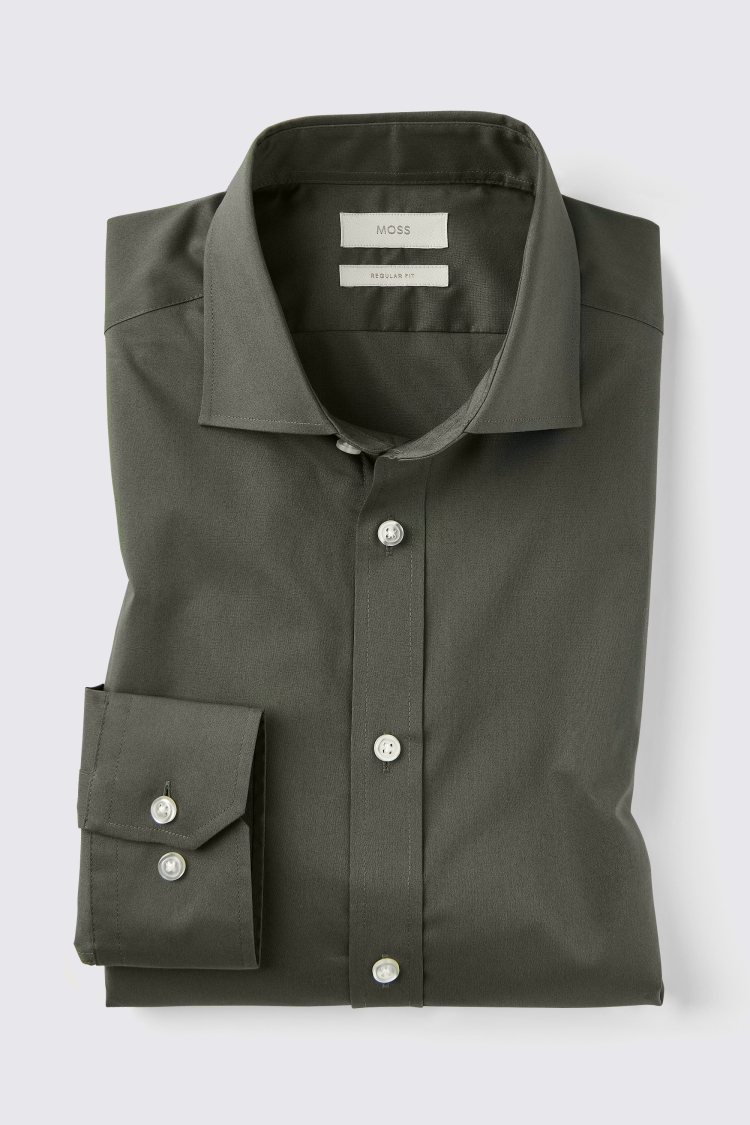 Regular Fit Green Stretch Shirt   Buy Online at Moss