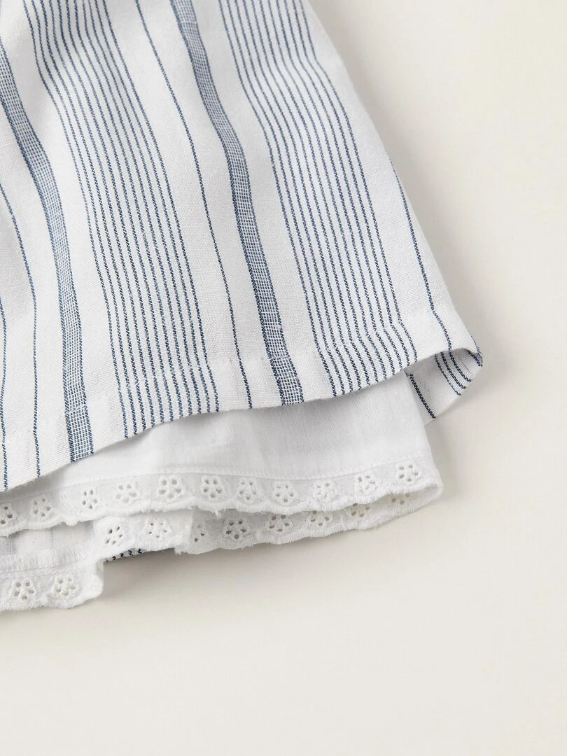 Robe à Rayures avec Volants pour Nouveau Né 'B&S' manches courtes BROTHERS&SISTERS   Beige clair