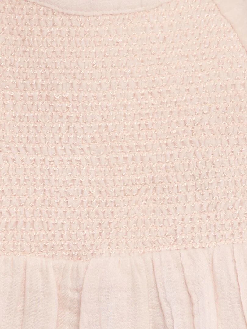 Blouse en gaze de coton avec broderies anglaises   Rose