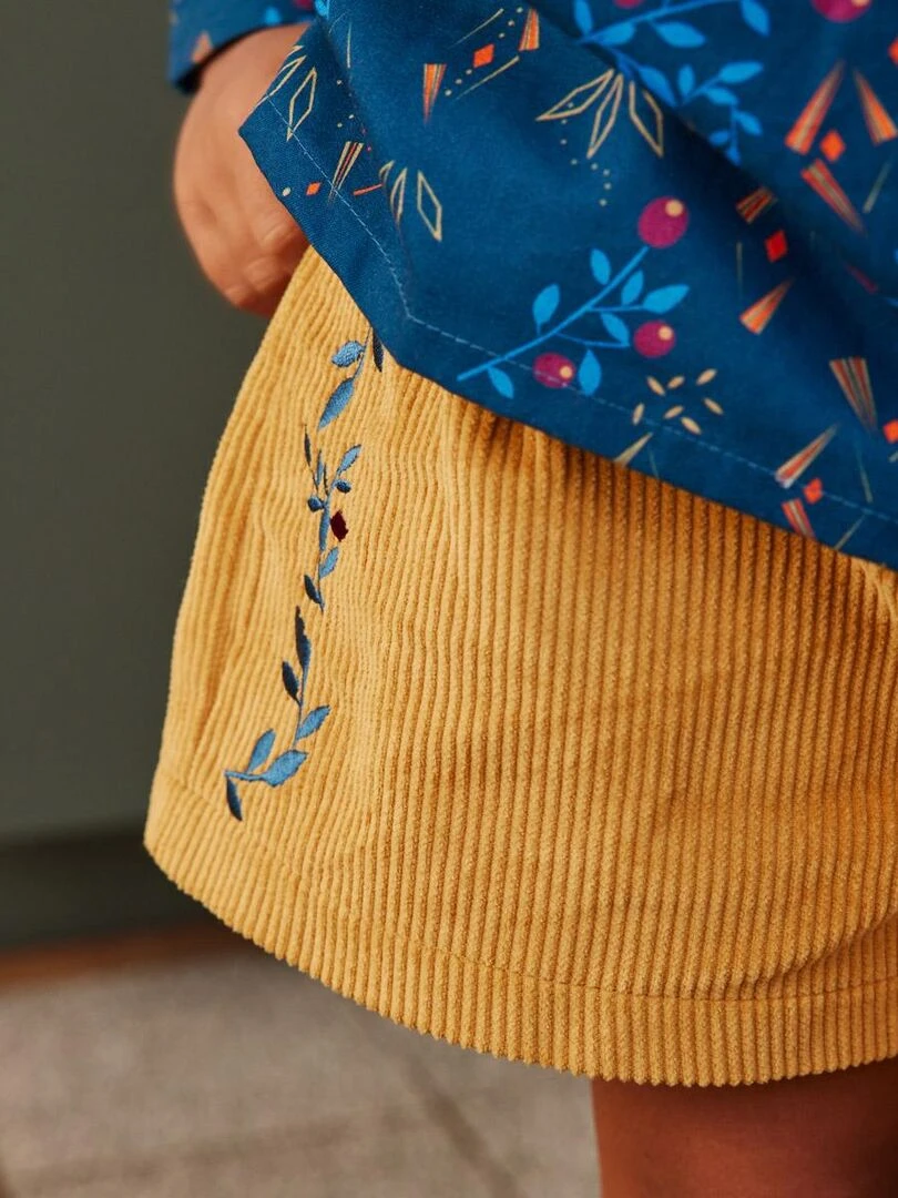 Short fille en velours côtelé Souffle Étoilé   Moutarde