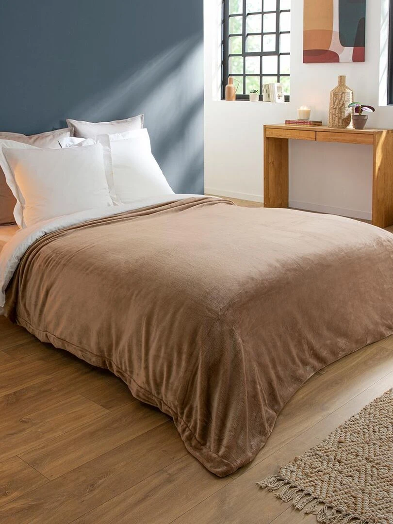 DODO Couverture Polaire Extra Douce Coloris Taupe Marron