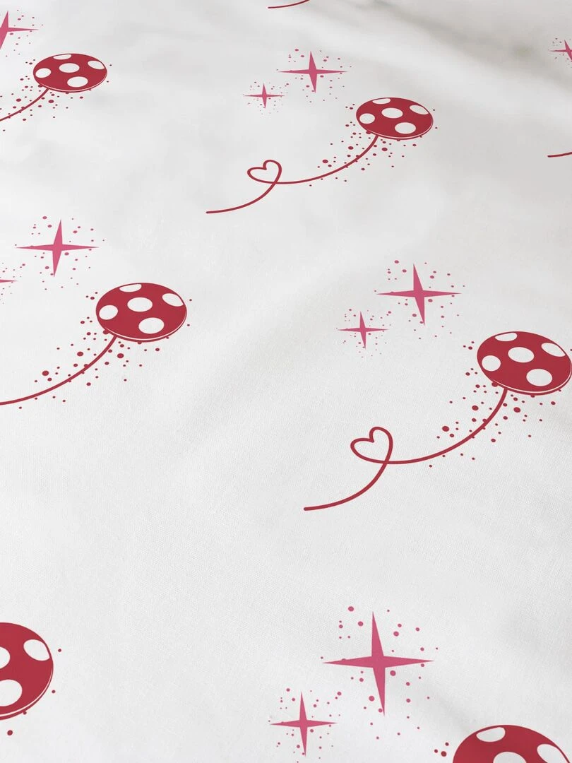 Drap housse imprimé 100% coton MIRACULOUS LADYBUG   Blanc