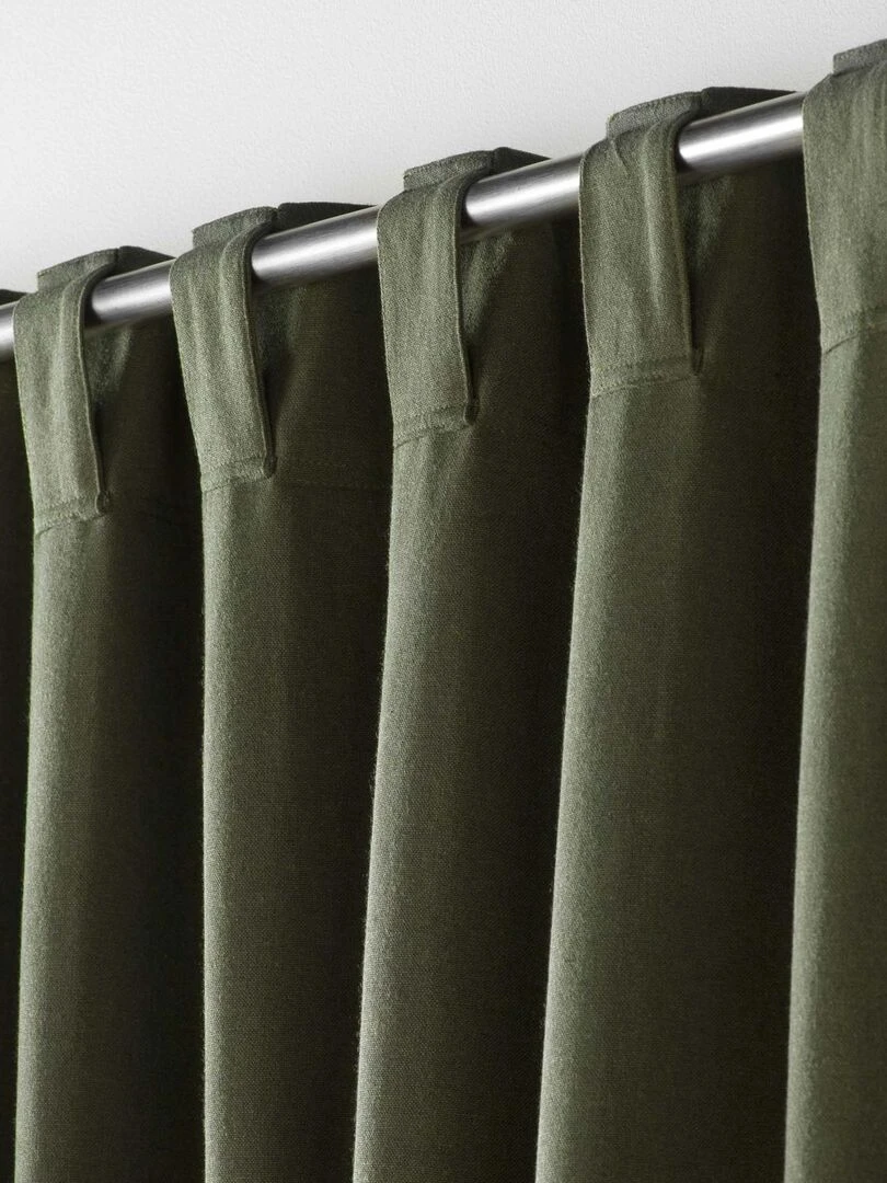 Rideau voilage surfilé passants cachés   Vert olive