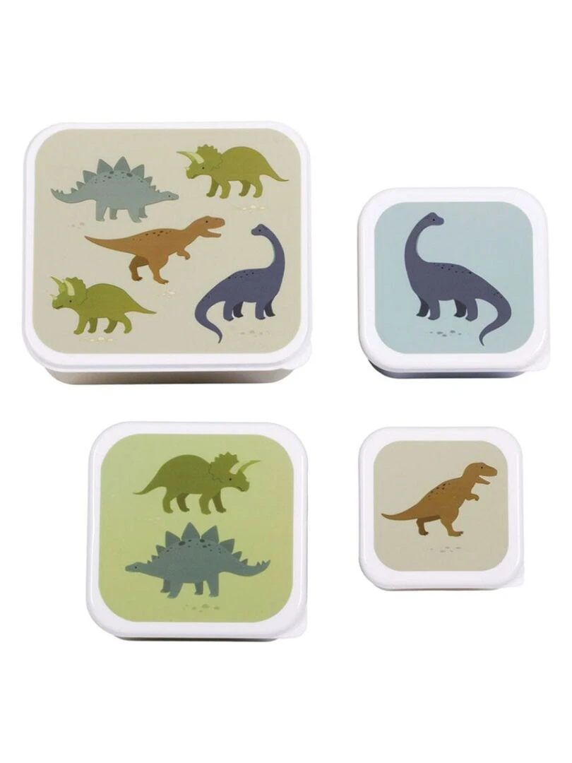 Lot de 4 boîtes à goûter Dinosaure Vert