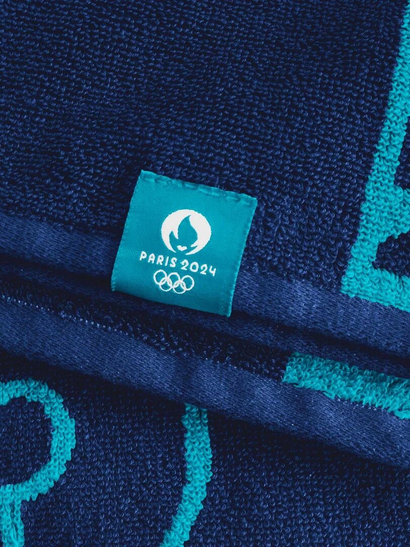 Serviette jacquard 100% coton  PARIS 2024 JEUX OLYMPIQUES TYPOS   Bleu marine