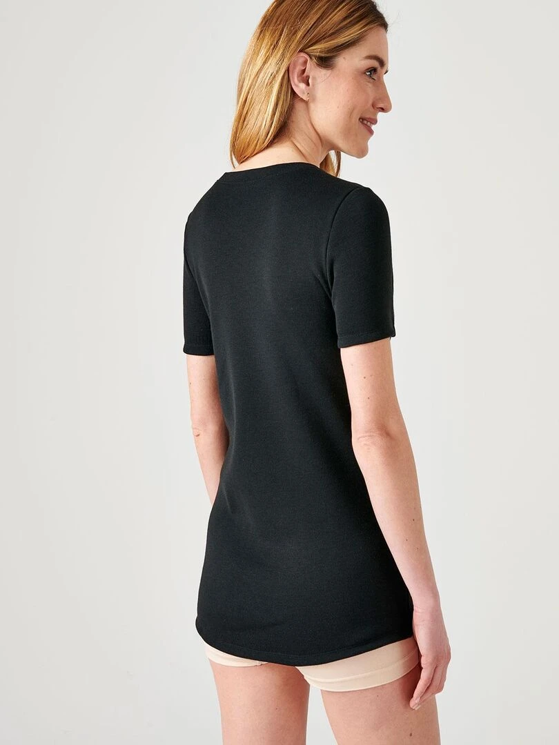 T shirt manches courtes  molleton gratté Thermolactyl   Damart   Noir