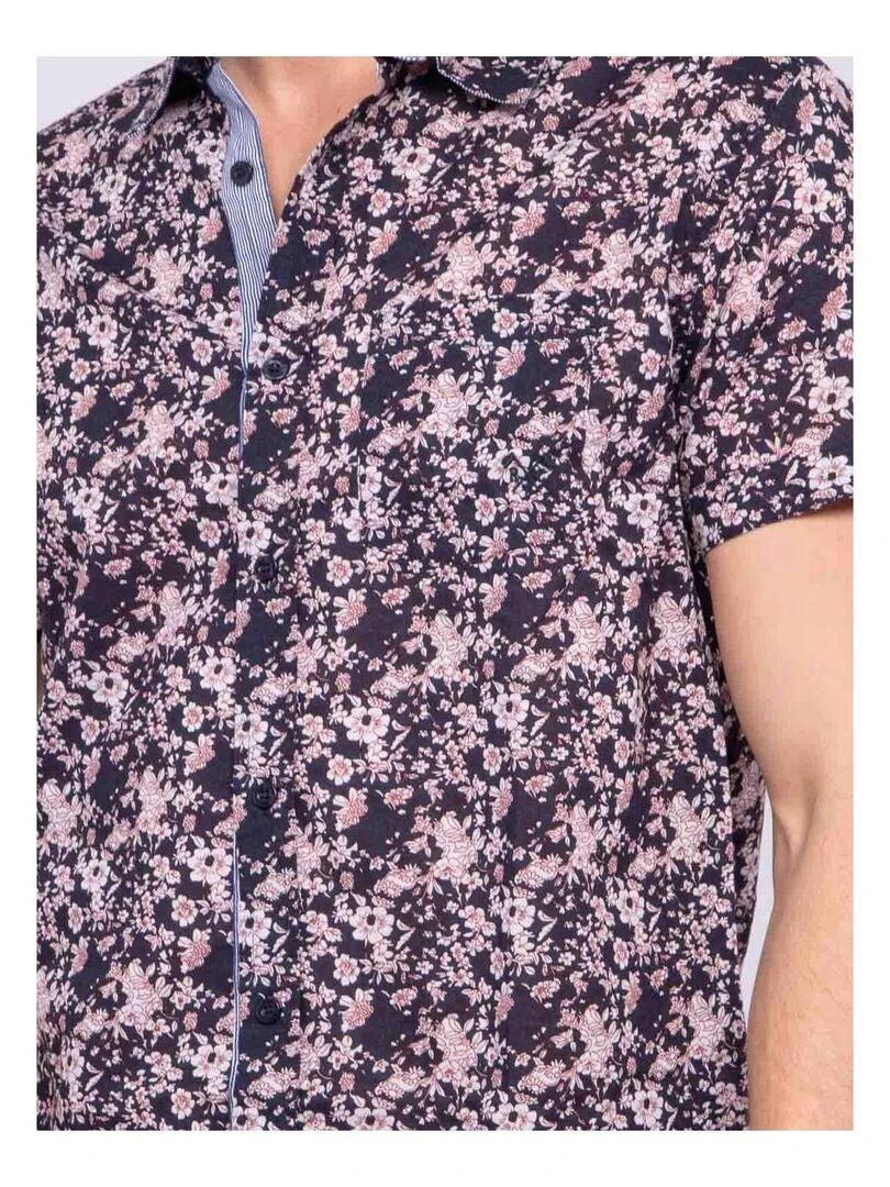 Chemise manches courtes pur coton DELEXI   Bleu marine