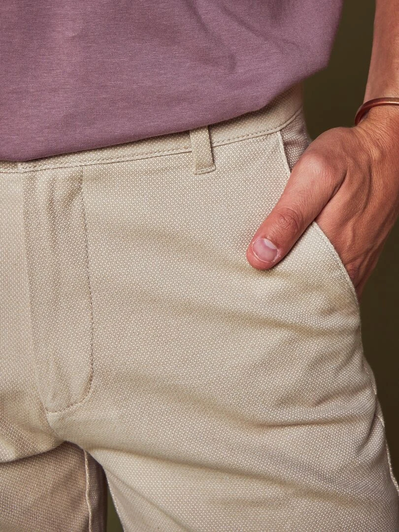 Pantalon slim en jacquard   beige