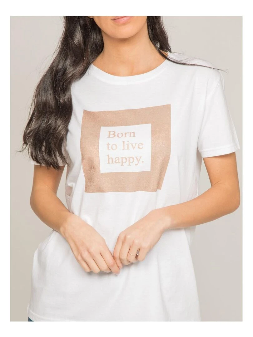 T shirt col rond message FLIGNY   Blanc