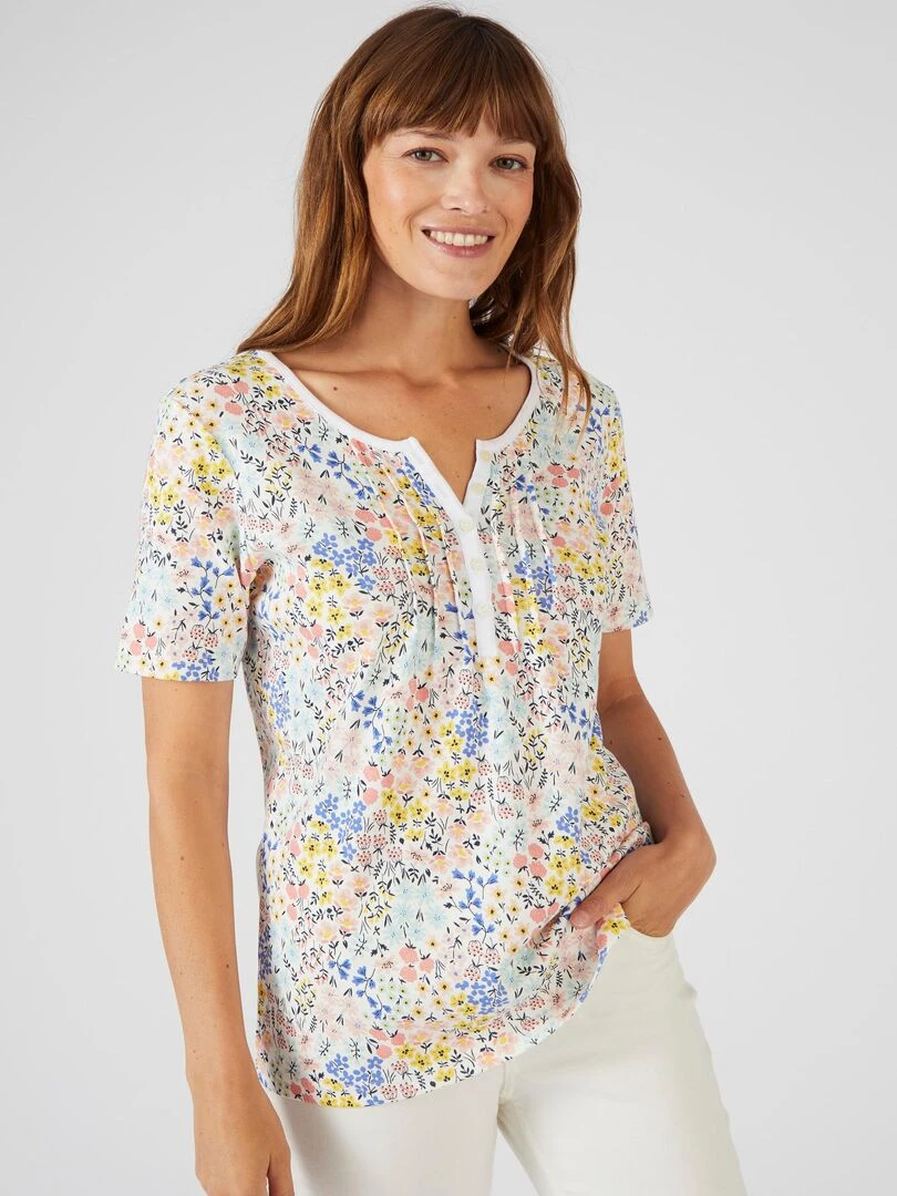 T shirt fine côte pur coton   Damart   Blanc