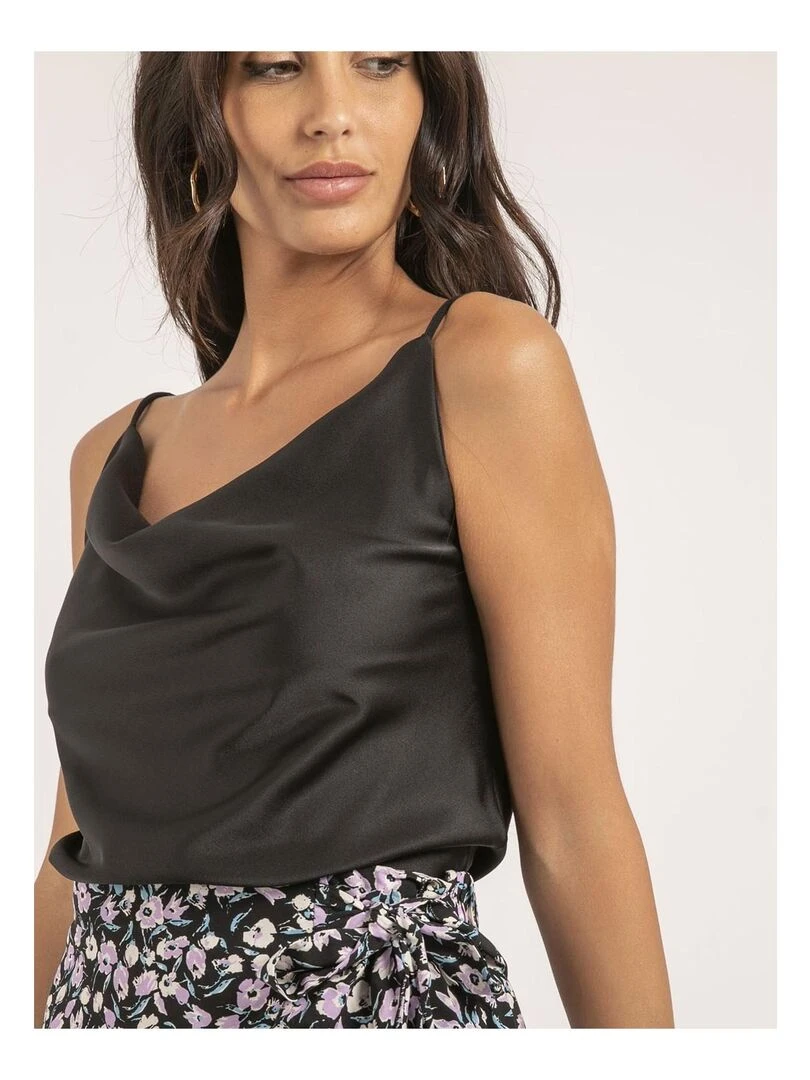 Caraco satin col bénitier FLAMELL   Noir
