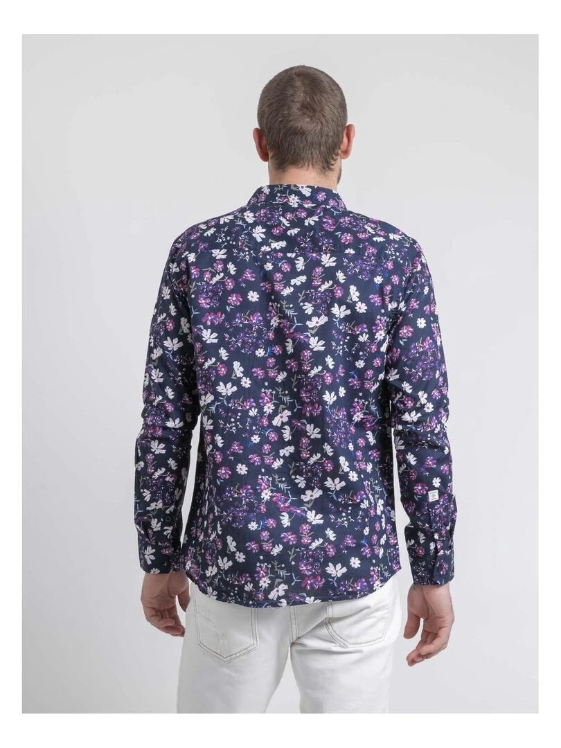 Chemise manches longues motifs DULOIC Bleu marine