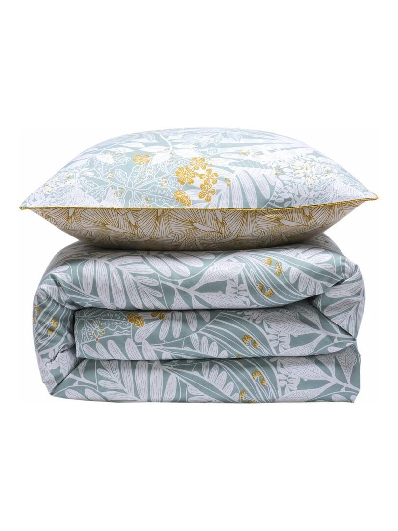 Future Home   Parure de lit 2 personnes en coton 57 fils imprimé bleu   Jaune