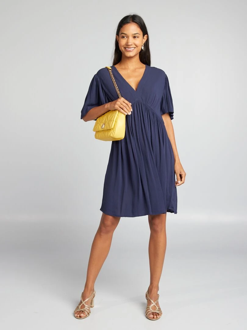 Robe courte en crêpe Bleu nuit