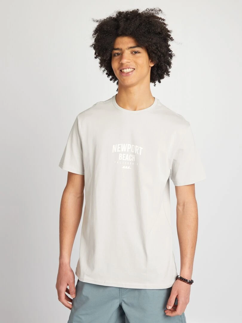 T shirt en jersey à col rond   Gris